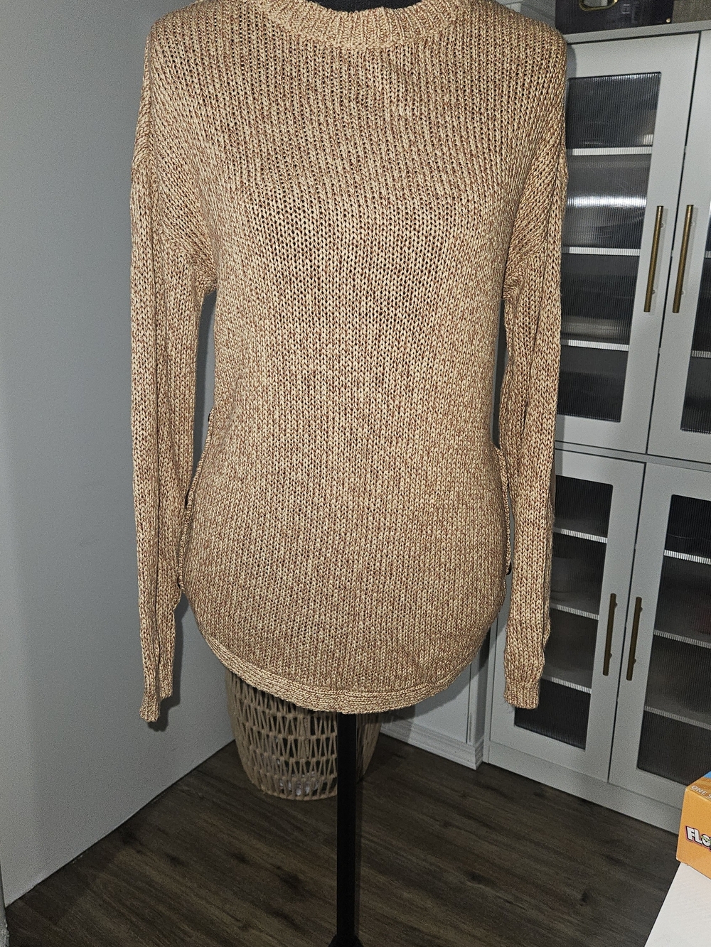 Cake Camel Crewneck Ribbed Knit Sweater